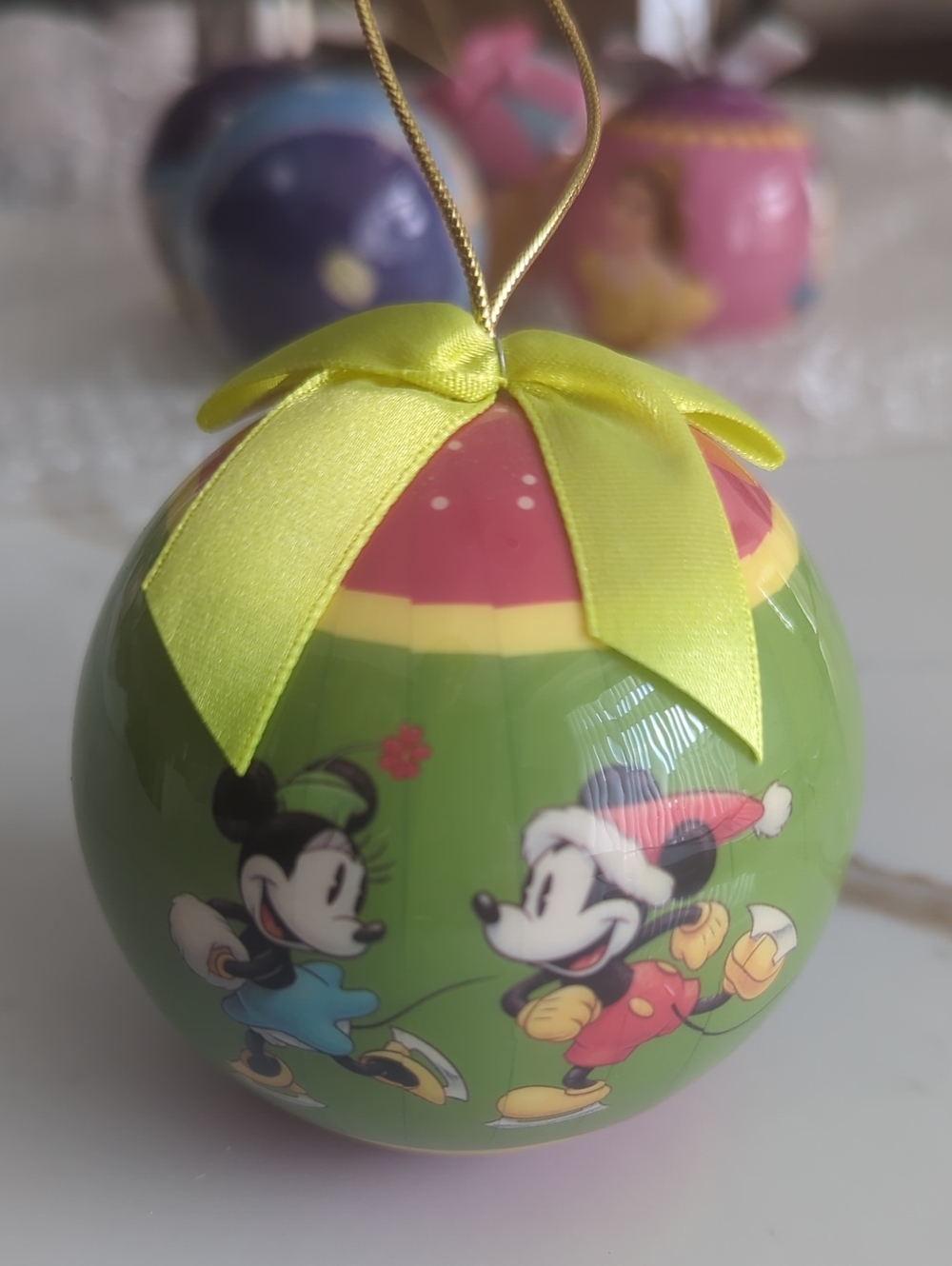 Original Mickey & Minnie Holiday Christmas Tree Ball Ornament Ice Skating